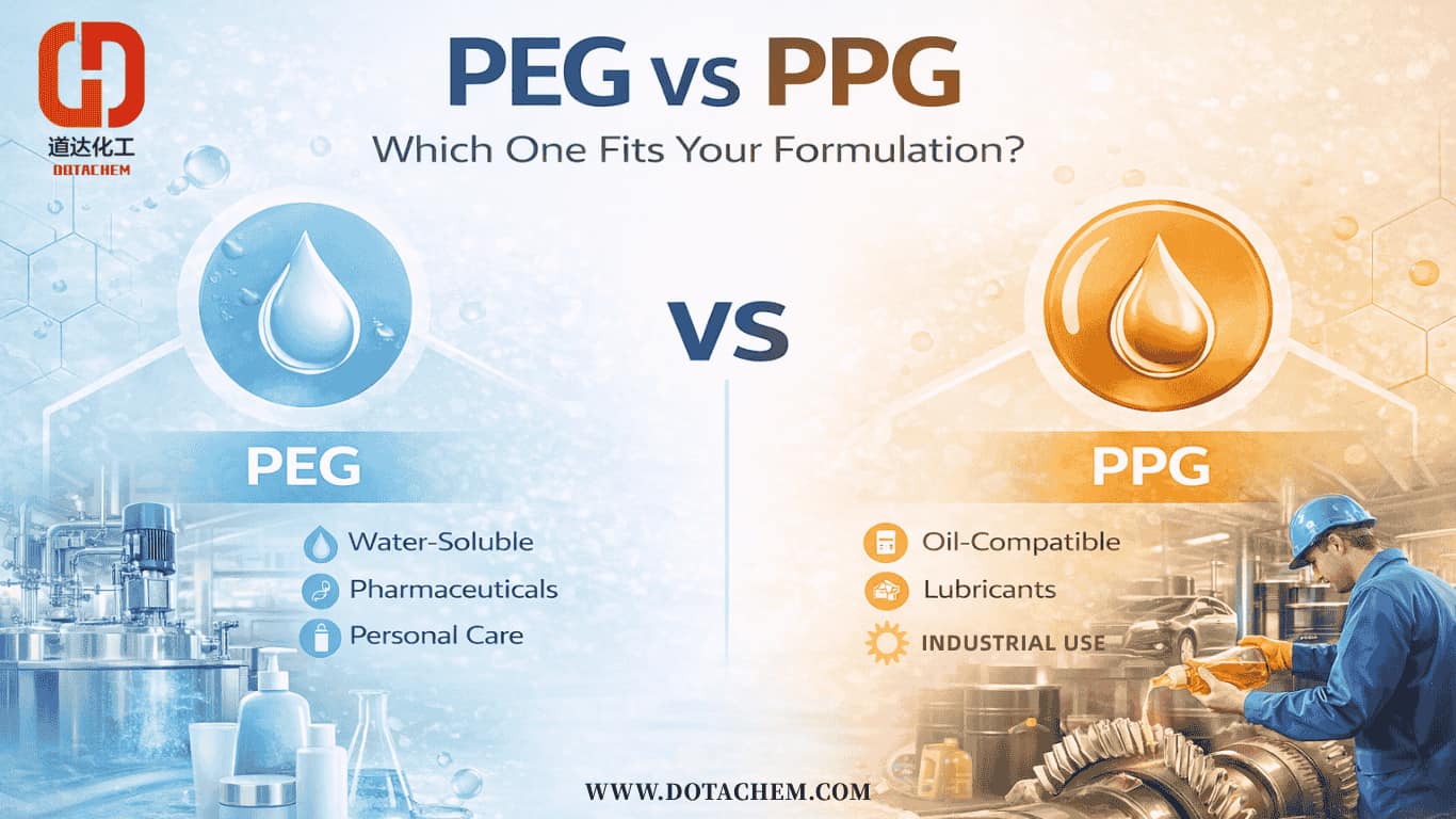 பாலிஎதிலீன் கிளைக்கால் (PEG) vs பாலிப்ரோப்பிலீன் கிளைக்கால் (PPG): உங்கள் உருவாக்கத்திற்கு எது சரியானது?